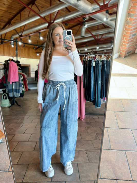 Mineral Wash Pinstriped Pants