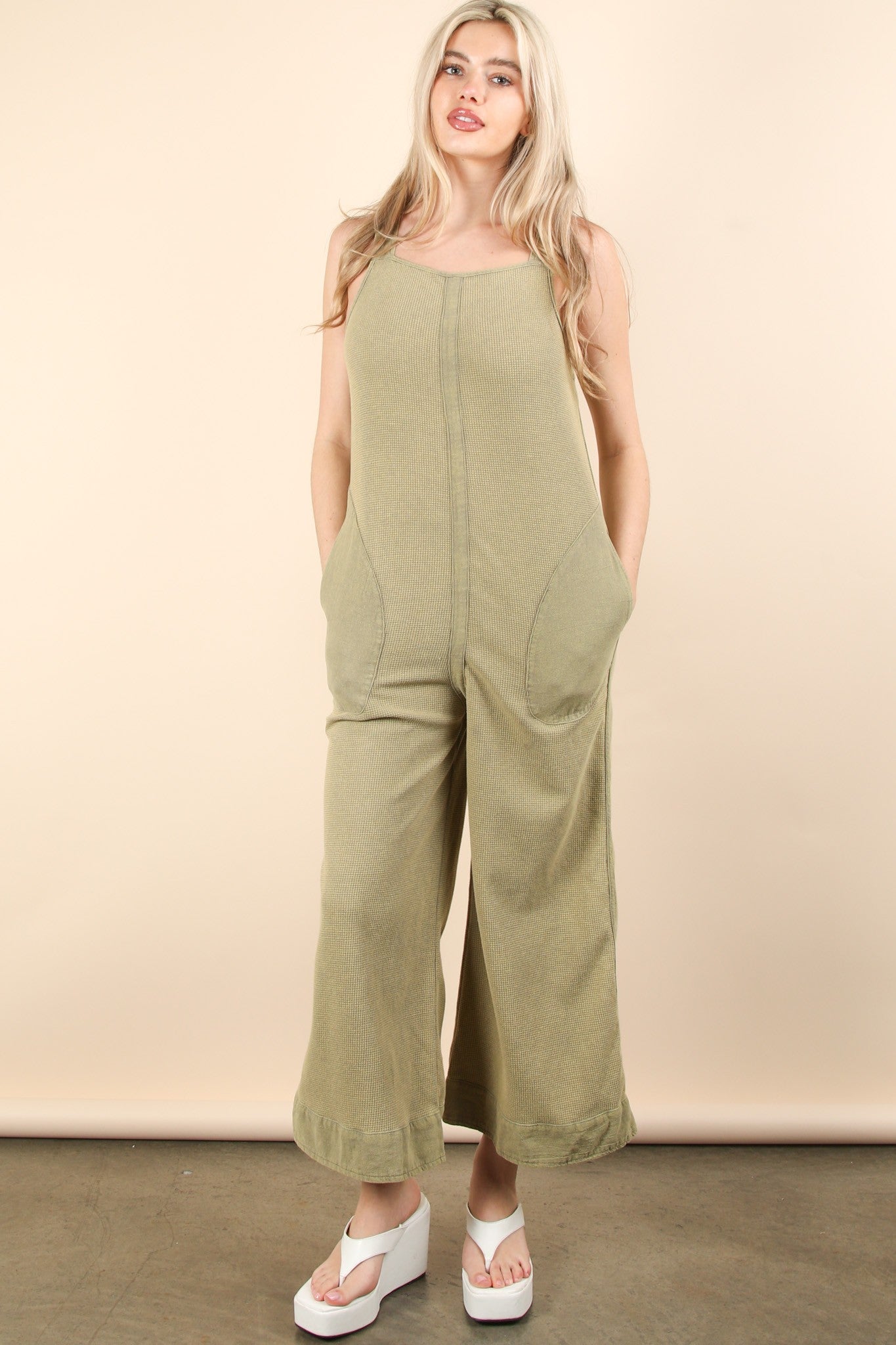 Vintage Olive Knit Jumpsuit
