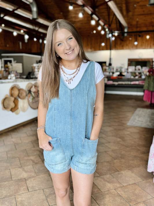Light Wash Denim Romper