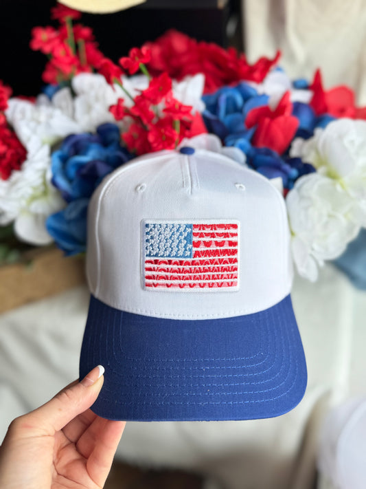American Flag Blue Embroidered Hat