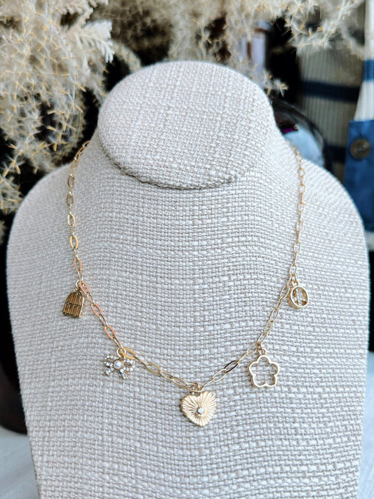 Gold Dainty Heart Charm Necklace
