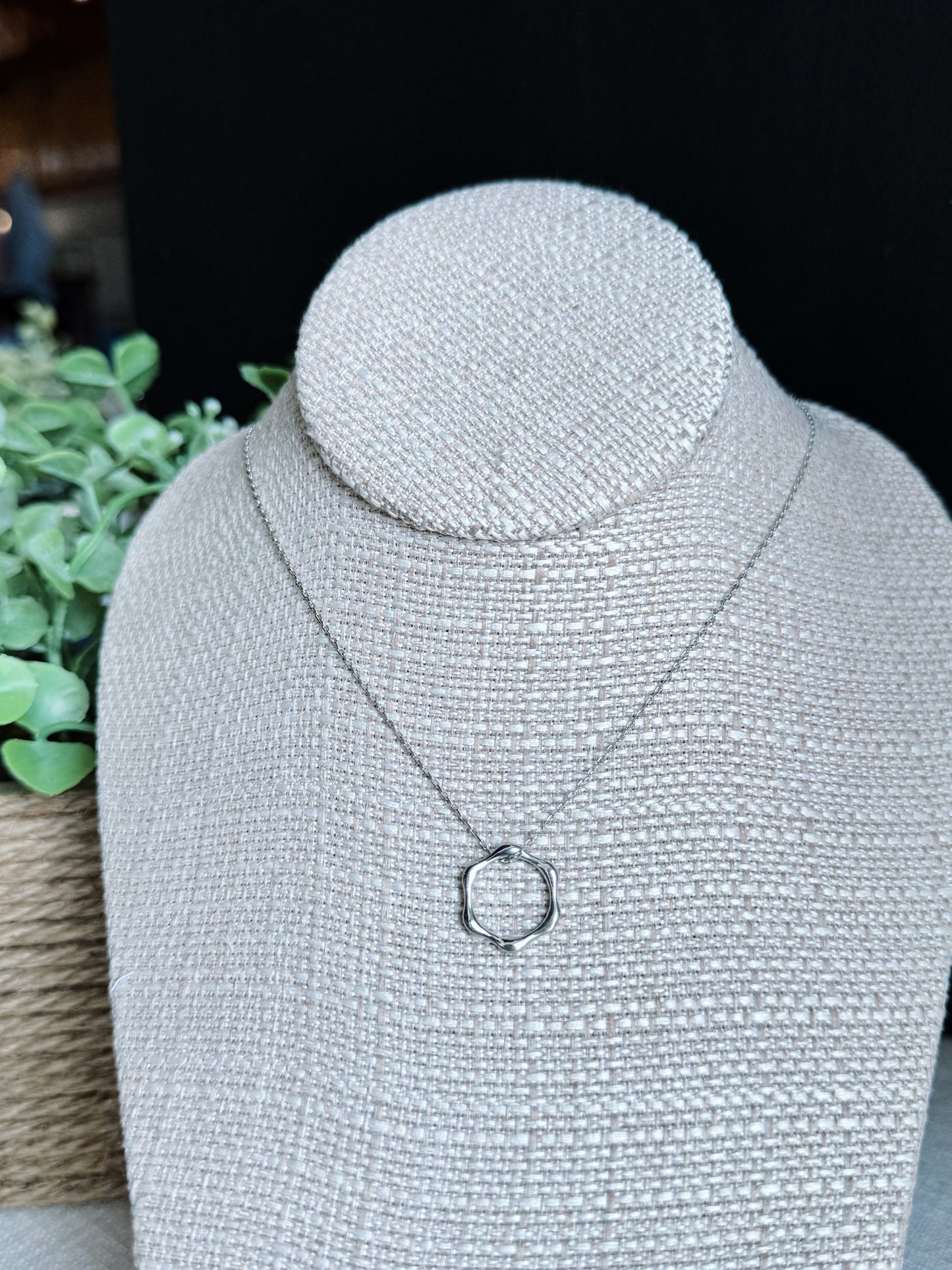 Silver Circle Charm Necklace