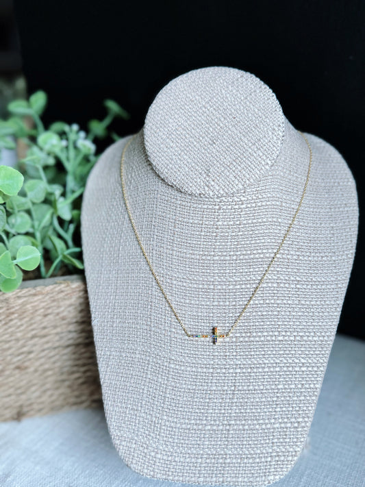 Gold Pave Cross Pendant Necklace