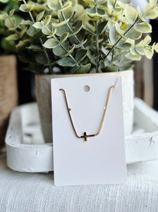 Gold Dainty Cross Necklace