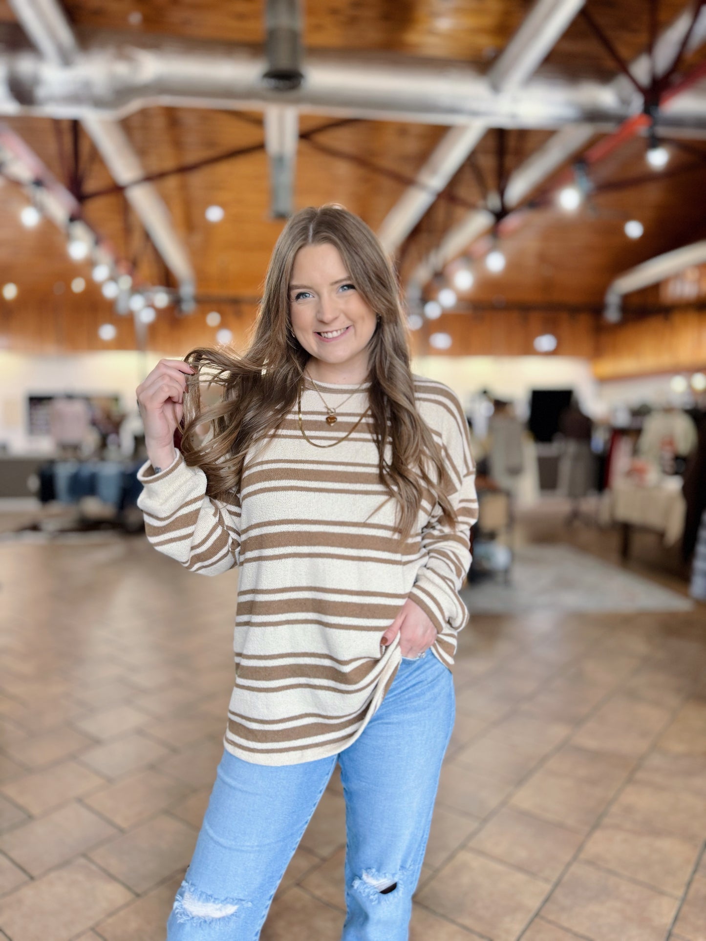 Camel Striped Sweater