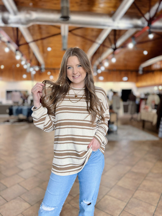 Camel Striped Sweater