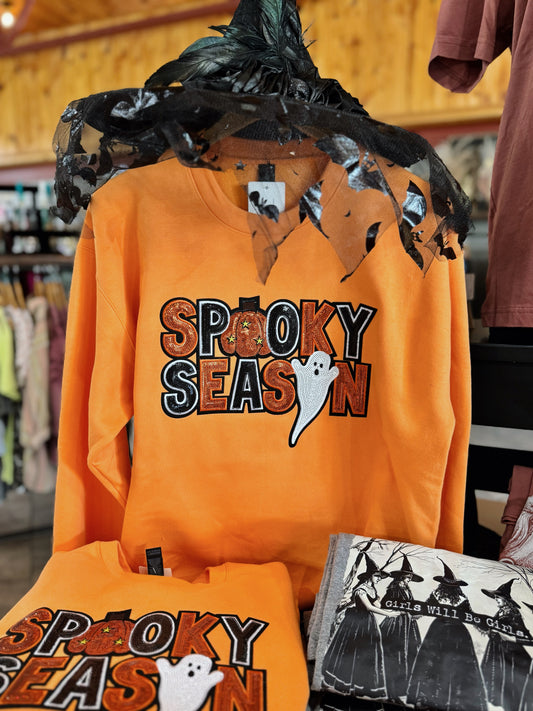 Orange Spooky Season Sequin Crewneck