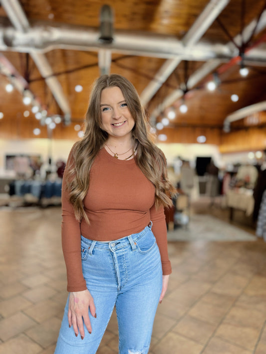 Rust Thermal Knit Top