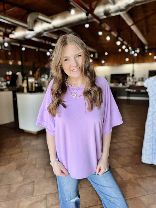 Lilac Slouchy Drop Shoulder Top