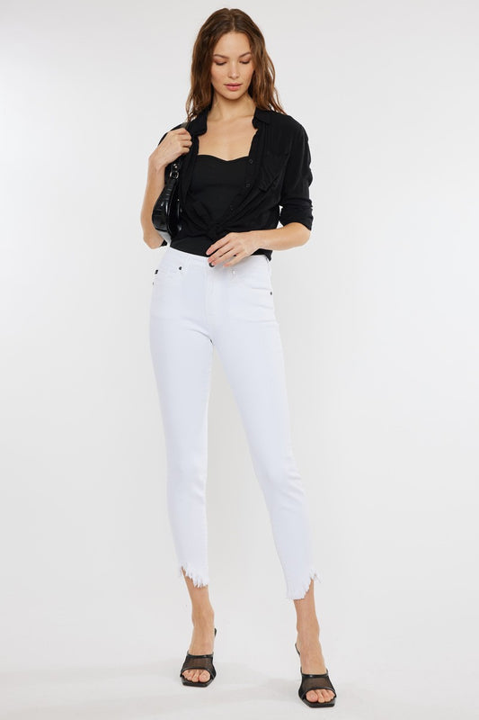 Sami's Off White Frayed Hem Skinny Jeans