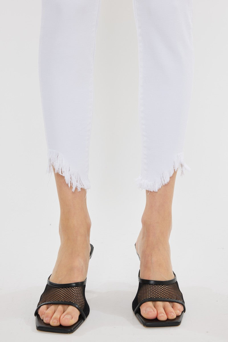 Sami's Off White Frayed Hem Skinny Jeans