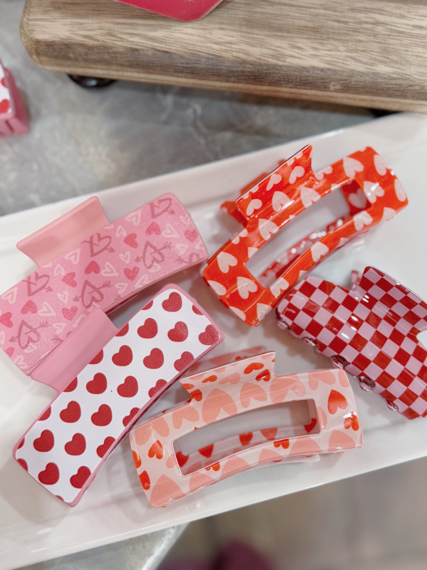 Pink Patterned Claw Clip