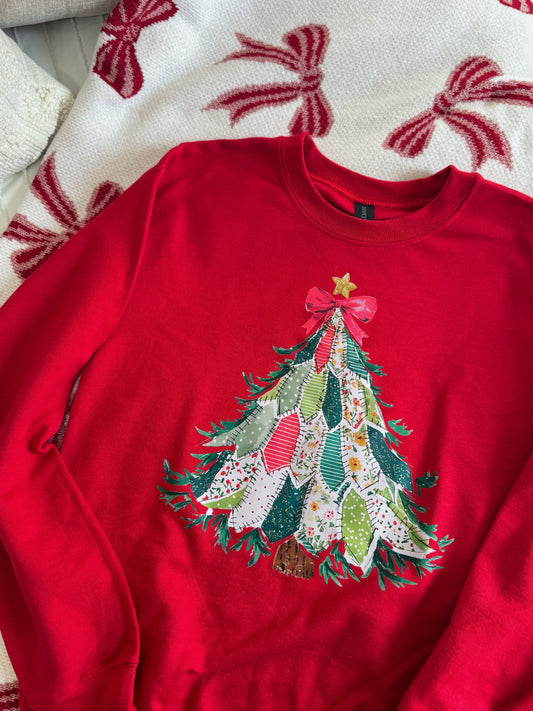Patchwork Christmas Tree Crewneck