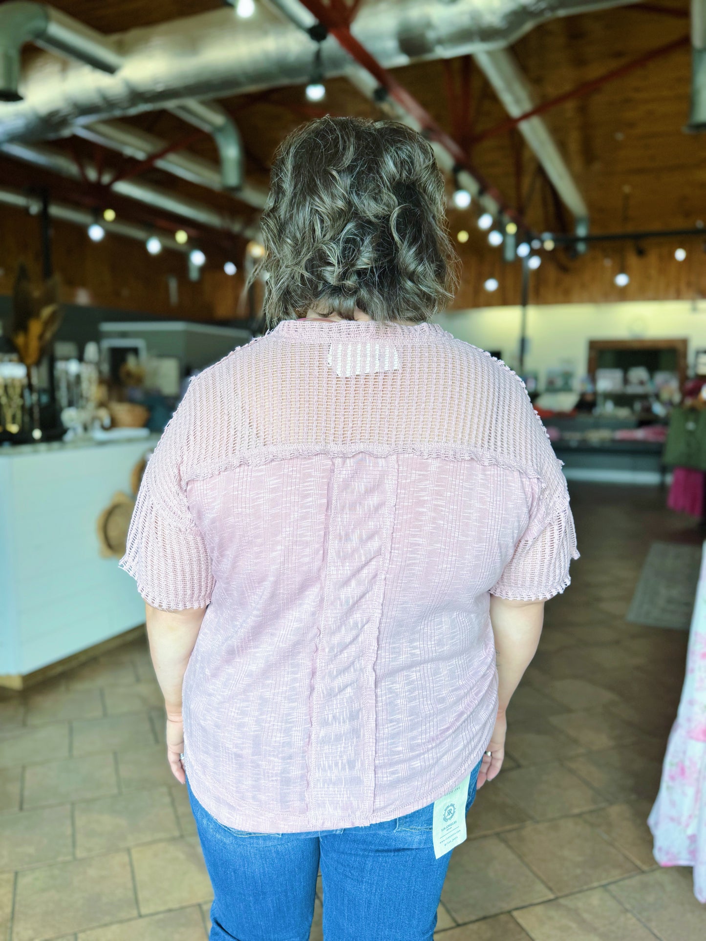 Curvy Mauve Oversized Basic Contrast Top
