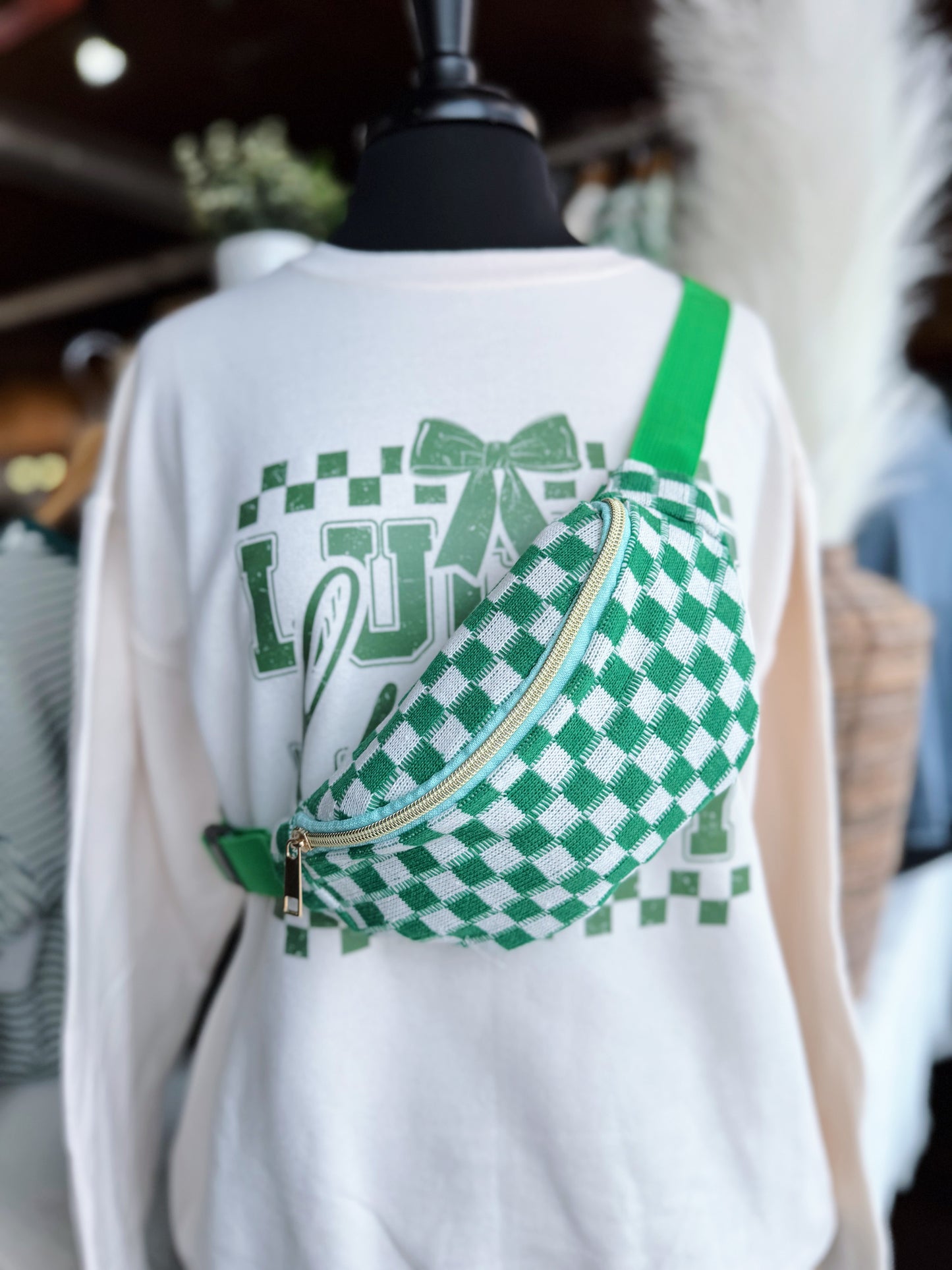 Green Checkered Fanny Pack