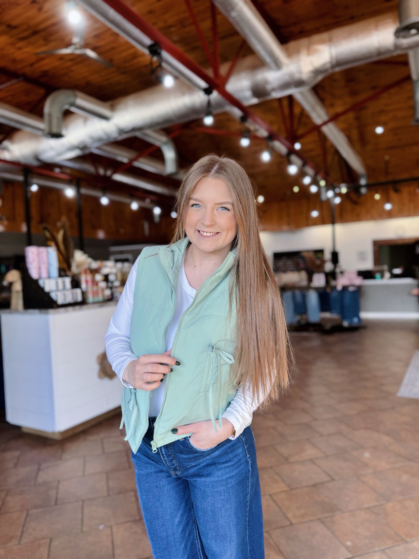 Sage Bow Detail Vest