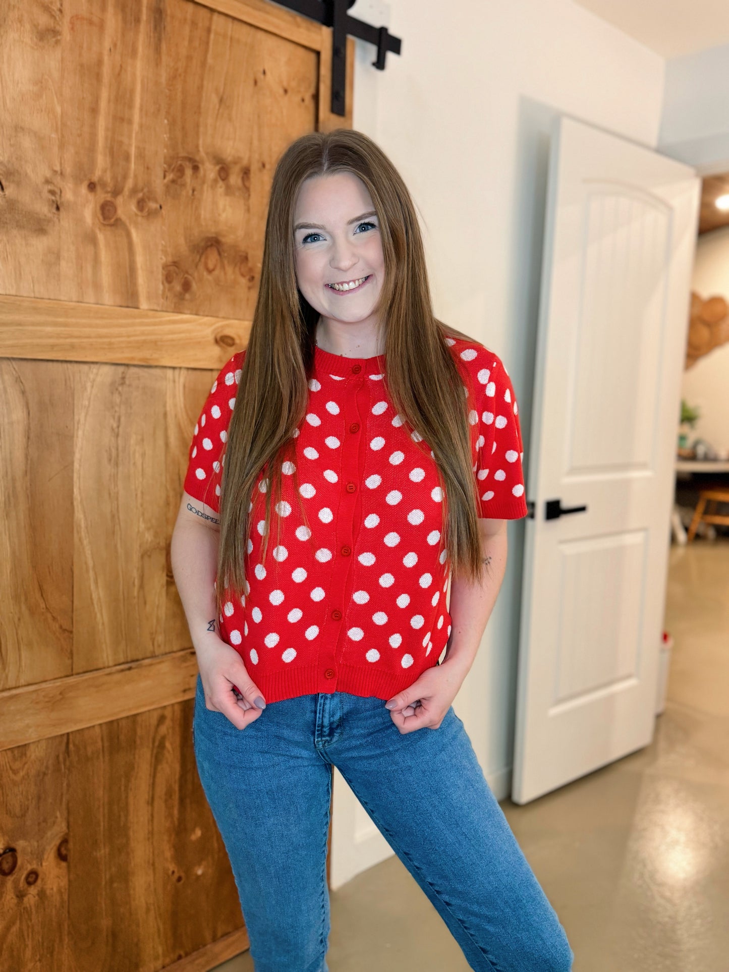 Red Polka Dot Top