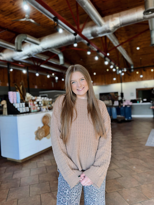 Brown Oversized Textured Sweater