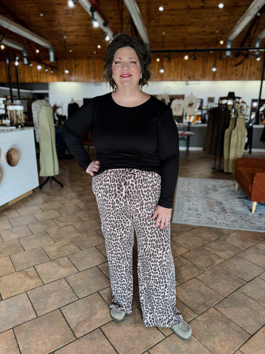 Curvy Urban Ribbed Leopard Pants