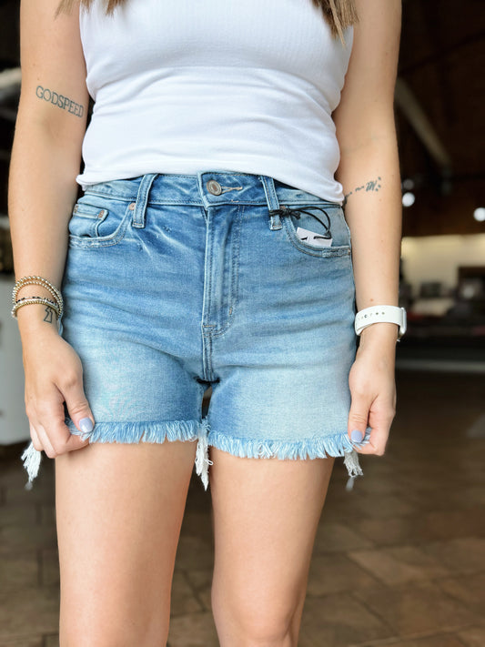 Rowen's Frayed Hem Denim Shorts