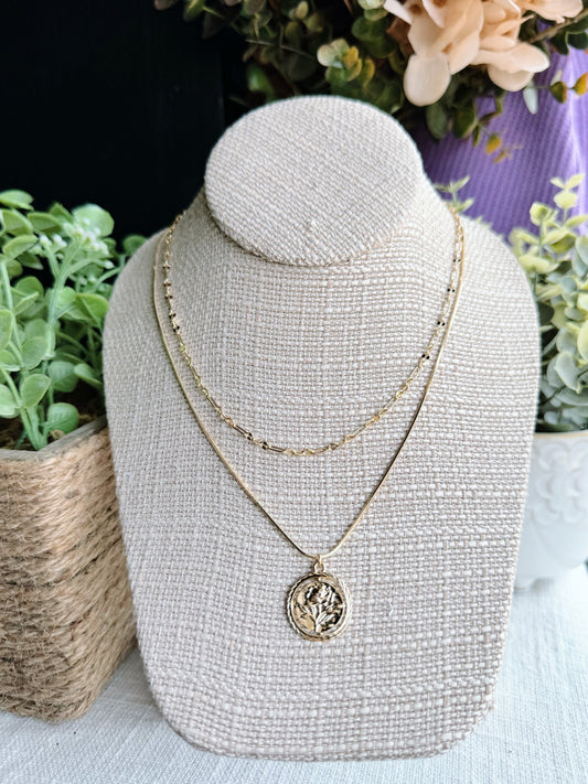 Gold Rose Pendant Necklace