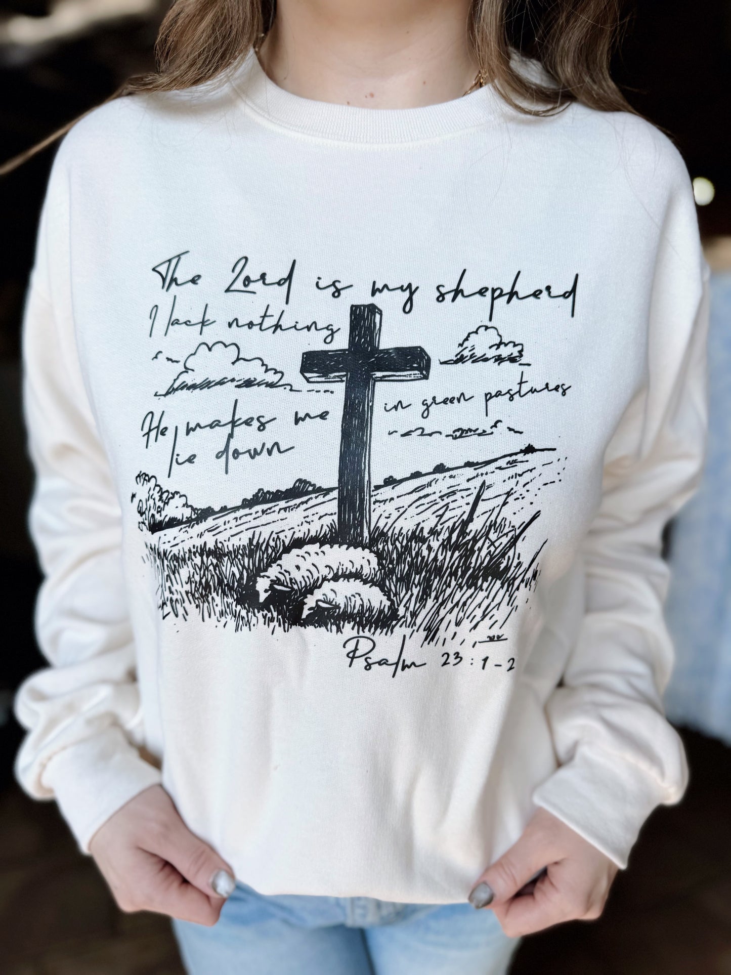 Cream Scenic Cross Crewneck