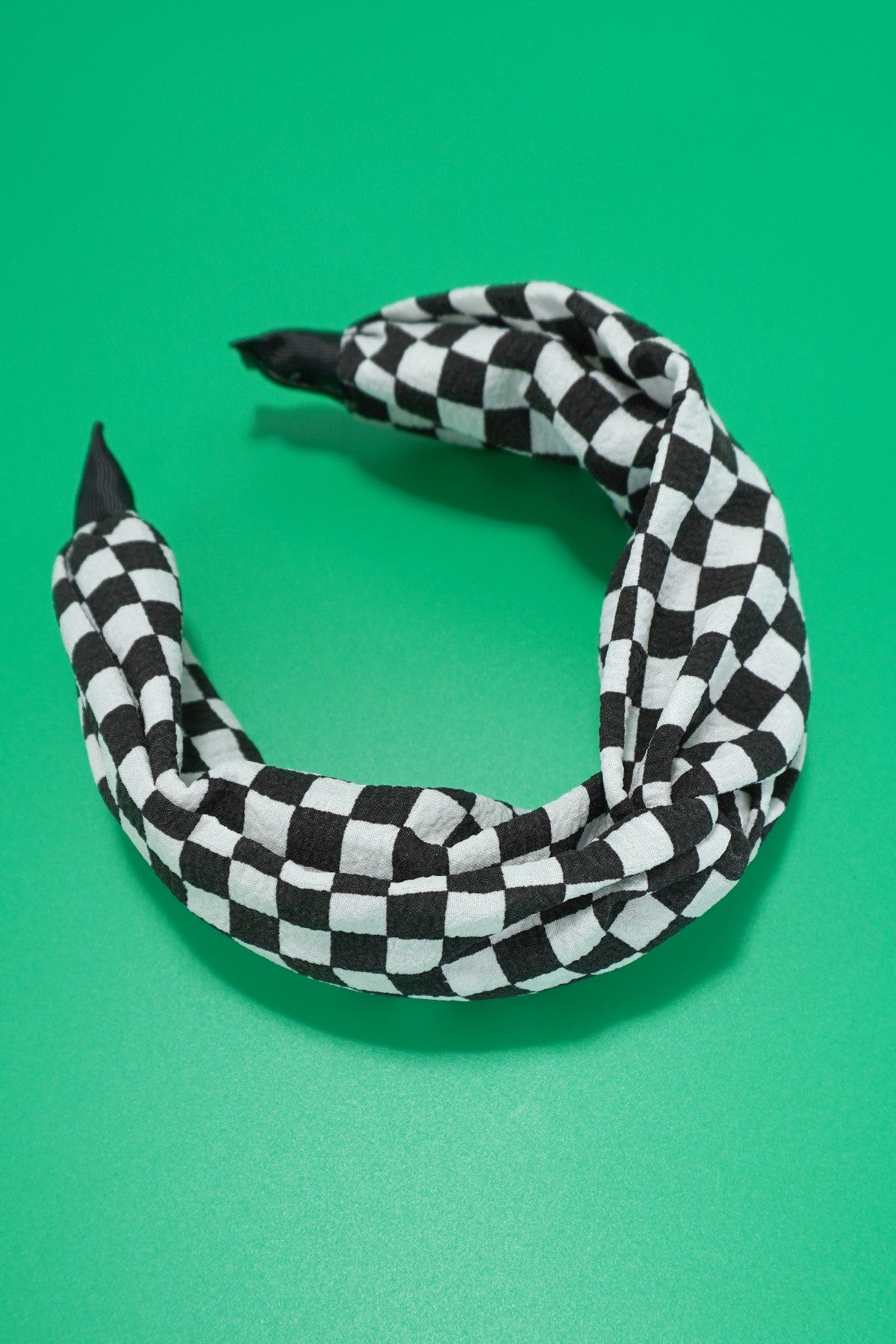 Black Checkered Knotted Headband
