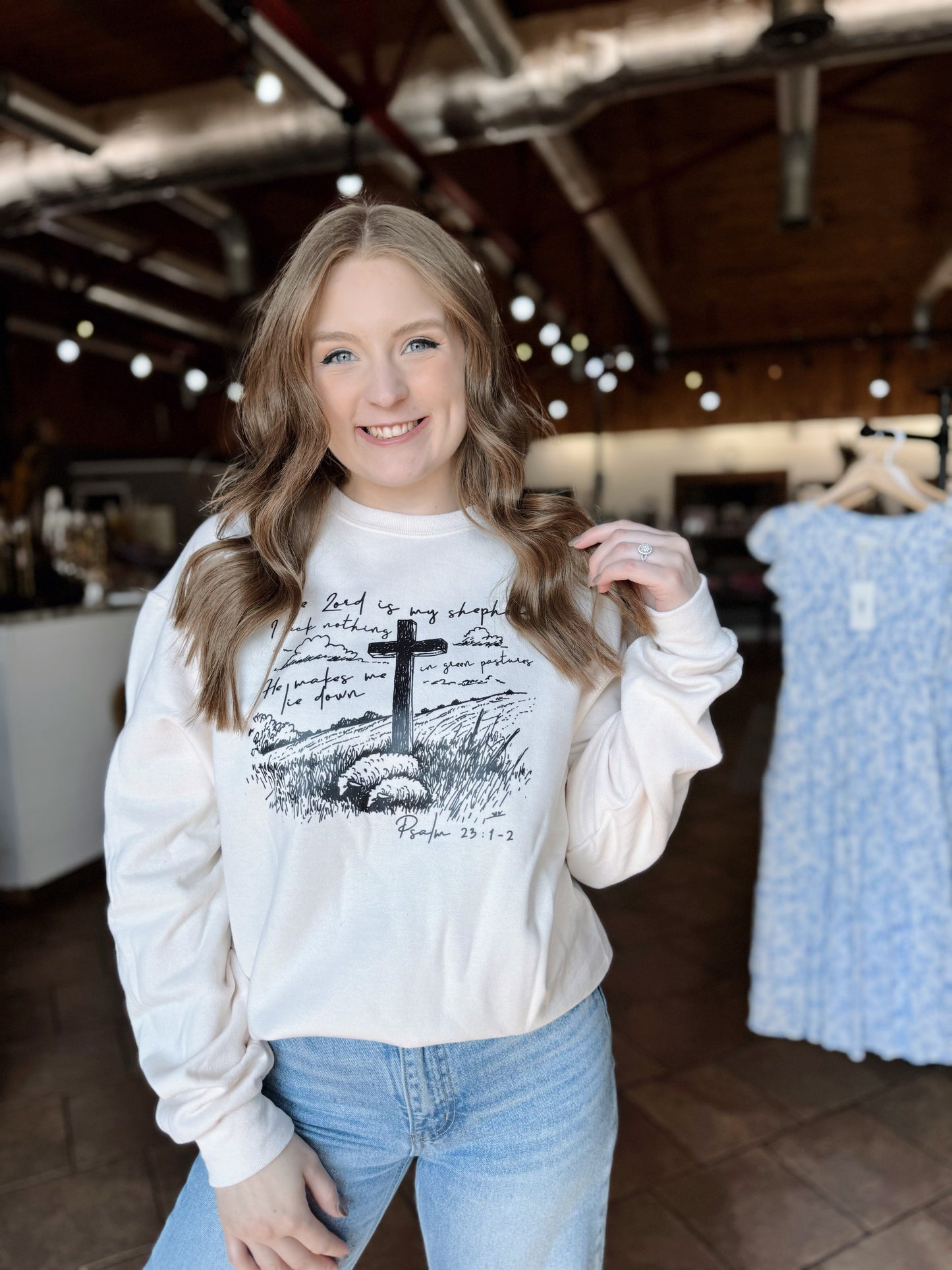 Cream Scenic Cross Crewneck