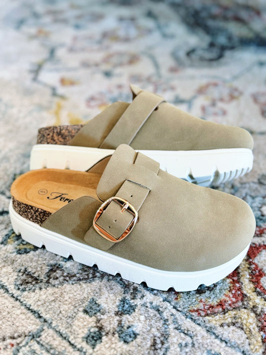 Taupe Platform Clogs