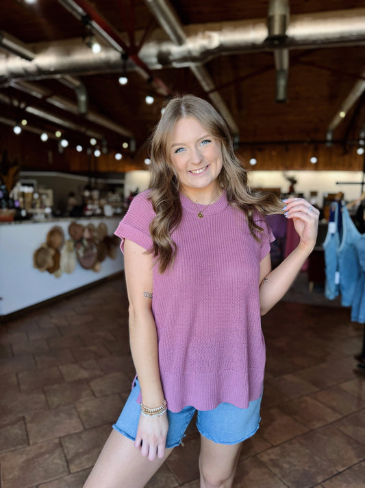 Mauve Oversized Knit Top