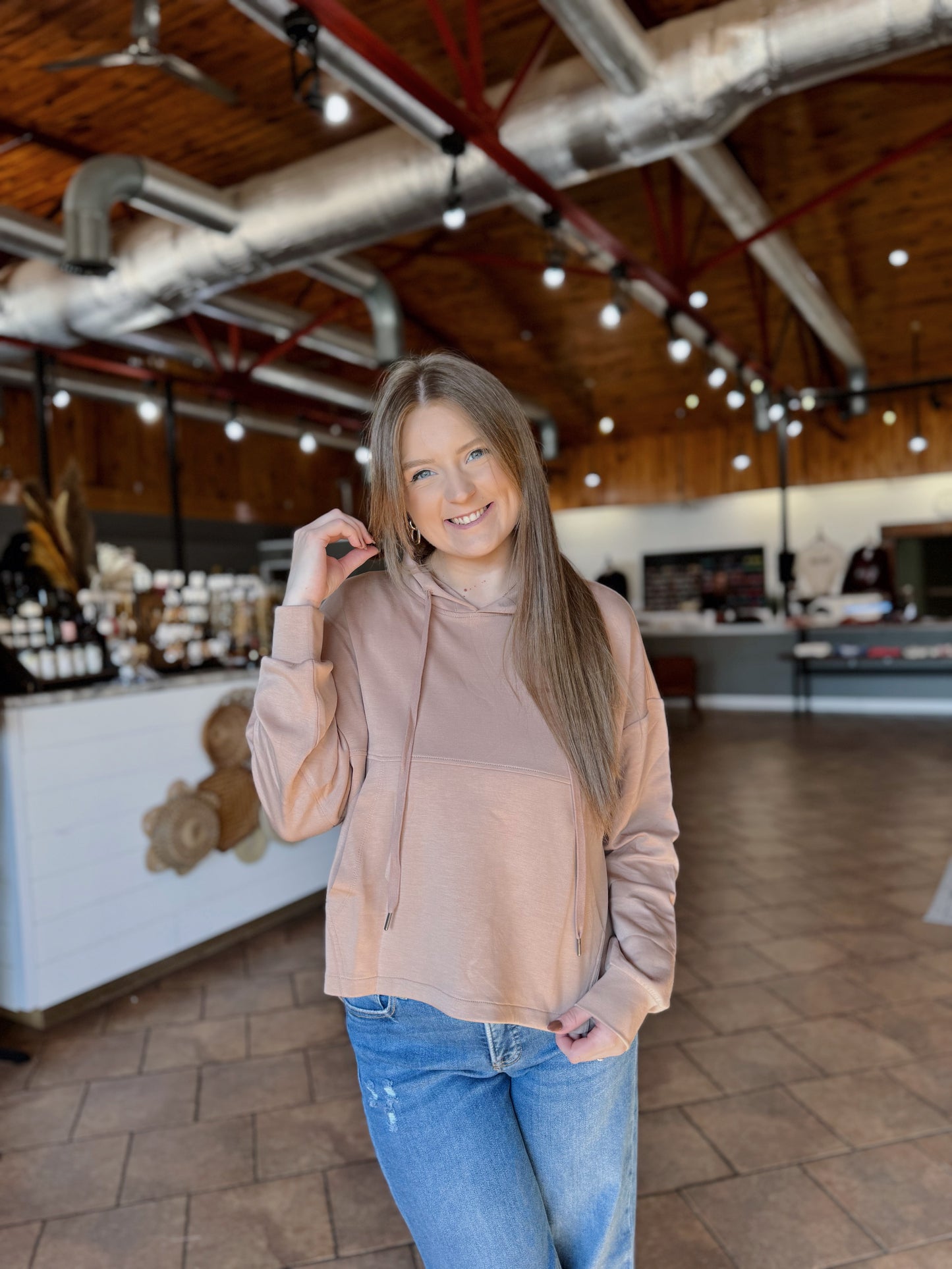 Light Camel Scuba Hooded Top