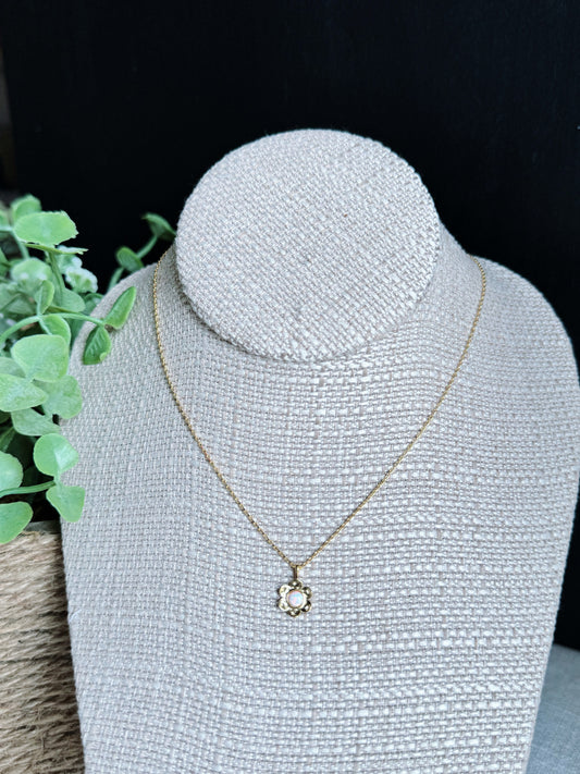 Gold Daisy Opal Necklace