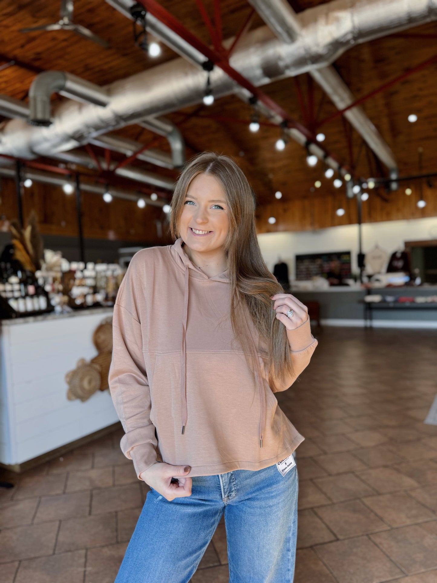 Light Camel Scuba Hooded Top