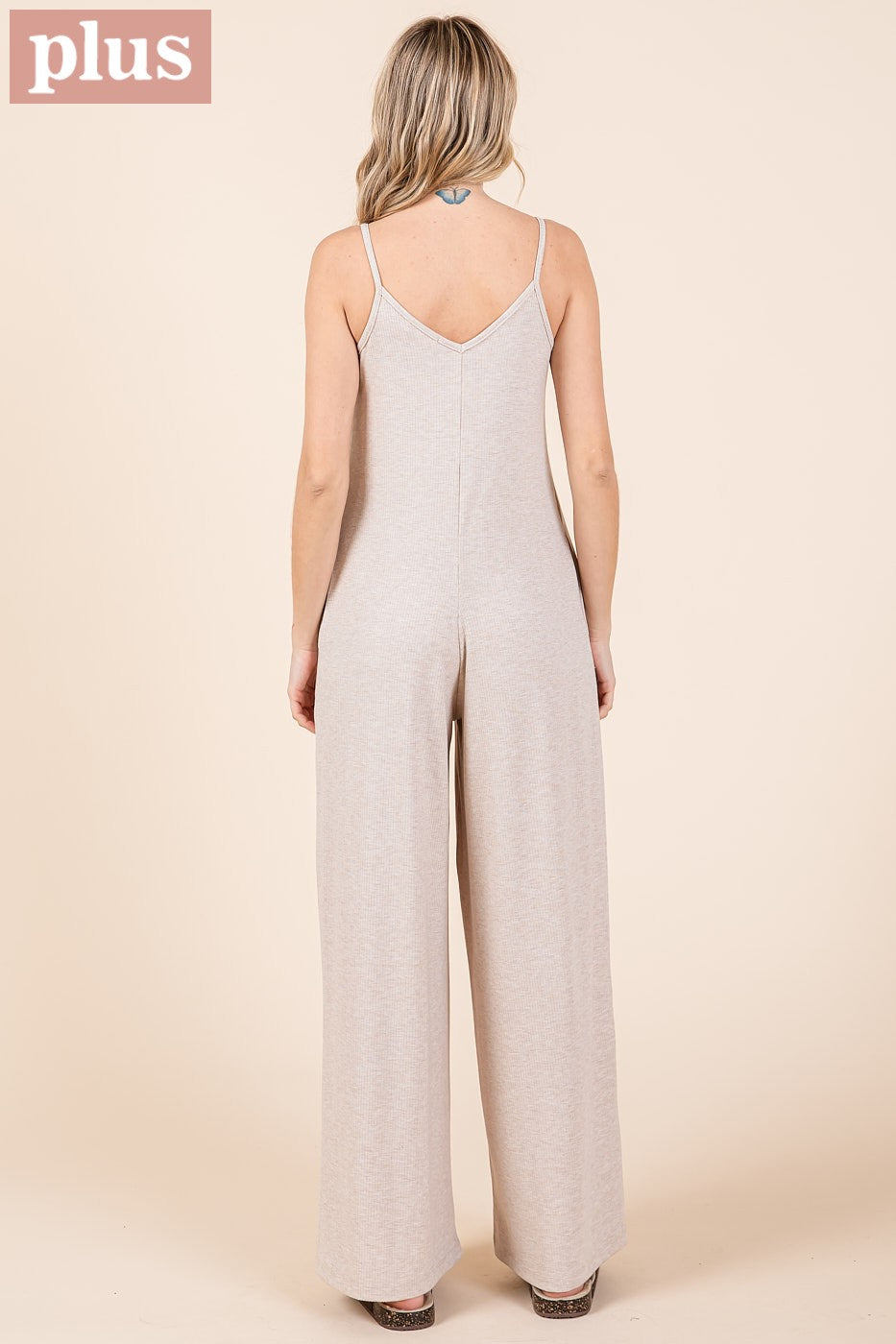 Curvy Oatmeal Ribbed Jumpsuit