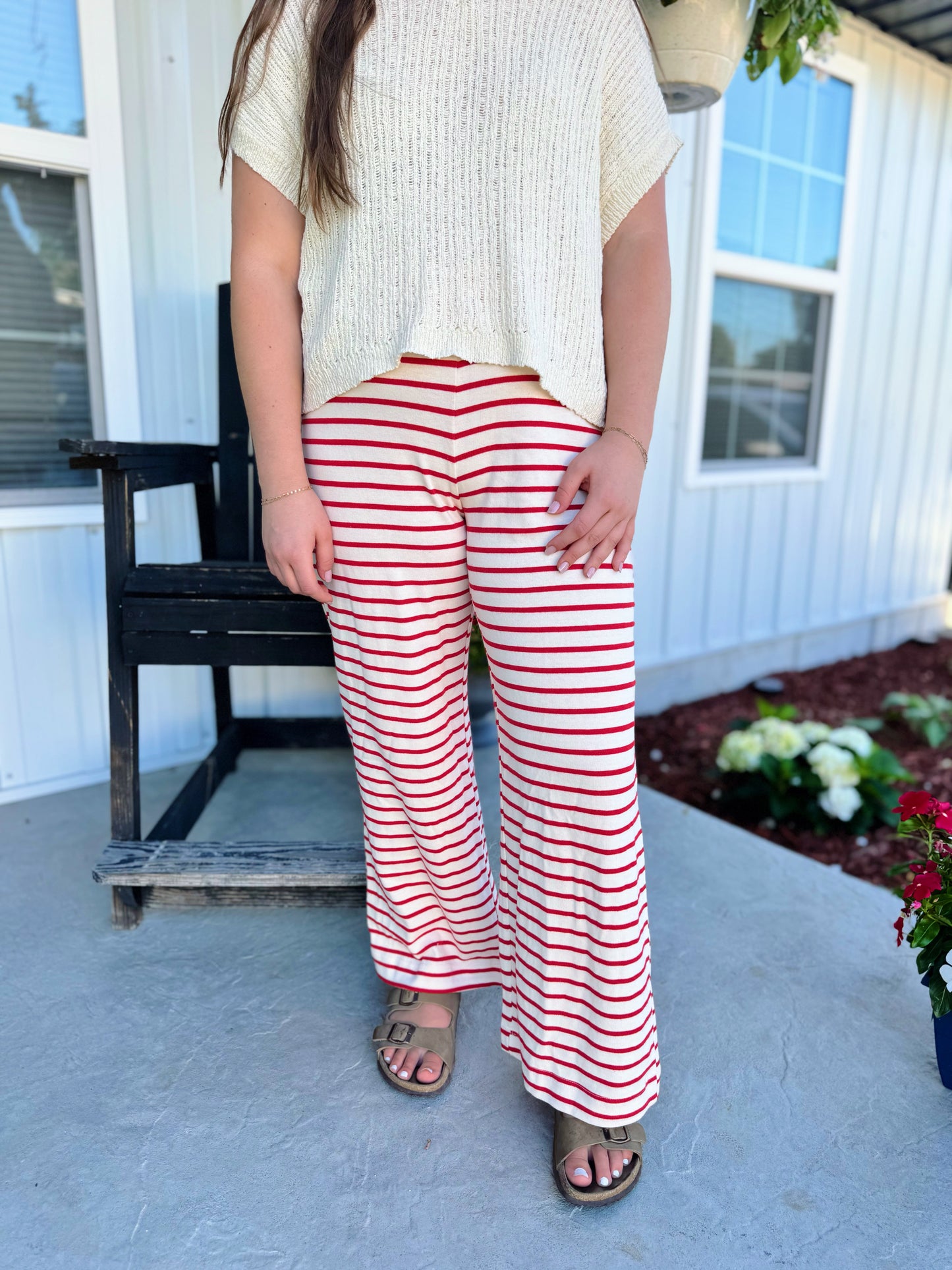 Red Striped Wide Leg Pants