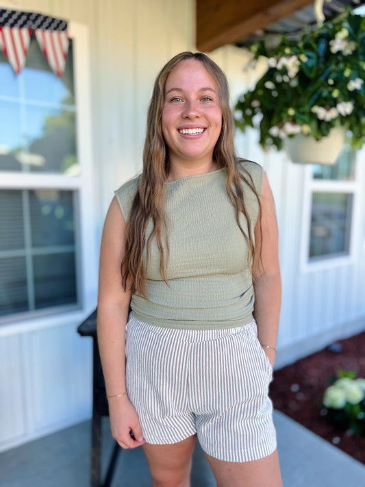 Olive Boatneck Top