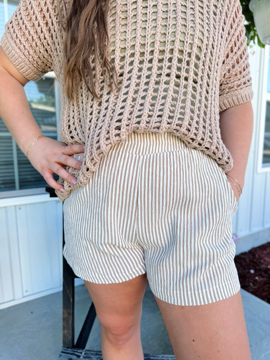 Mocha Striped Shorts