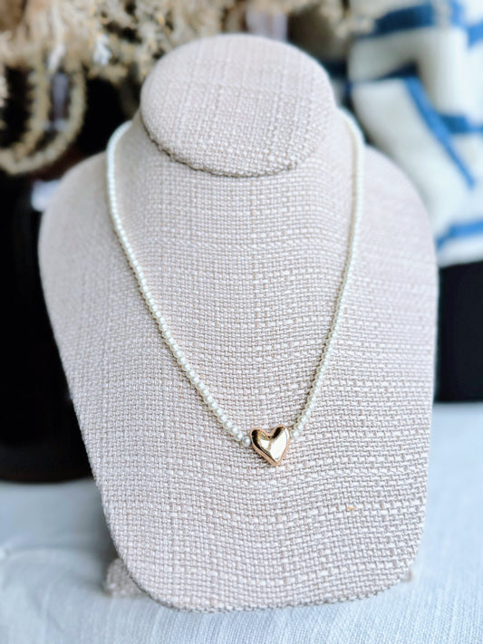 Pearl Chunky Heart Necklace