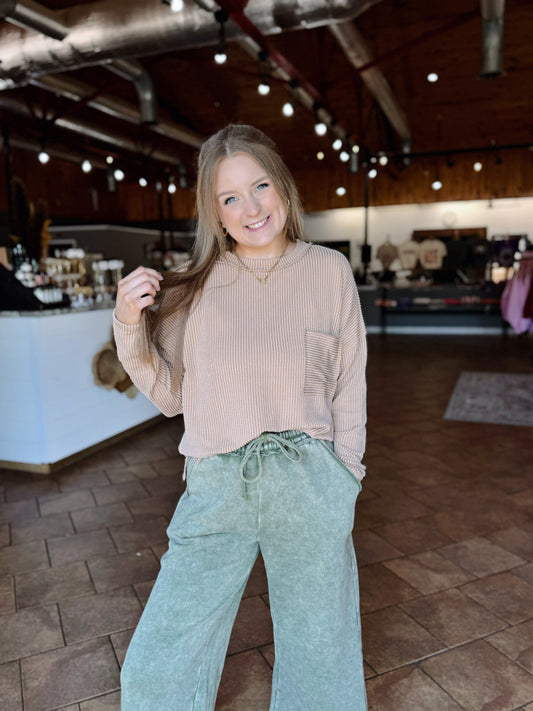 Light Camel Urban Ribbed Top