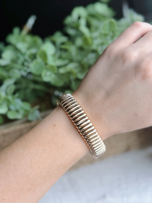 Gold Flat Metallic Coil Bracelet
