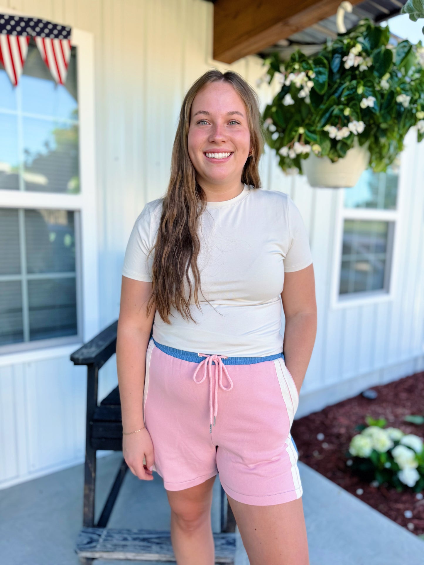 Pink Mixed Media Shorts