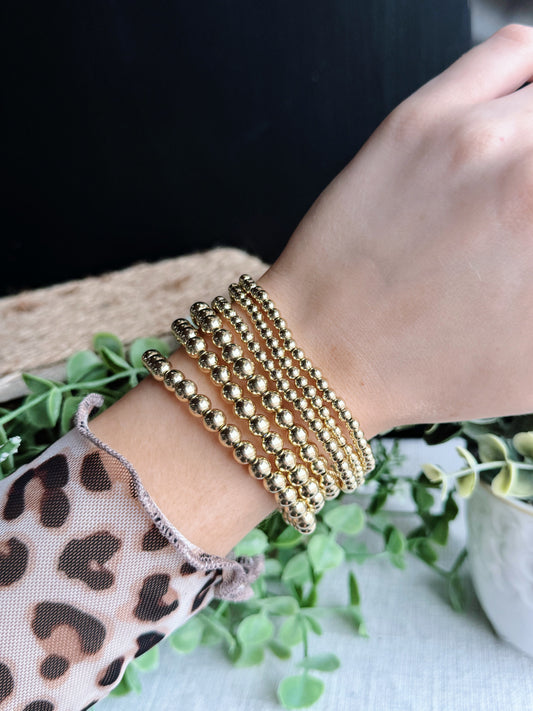 Gold Metallic Beaded Bracelet Set