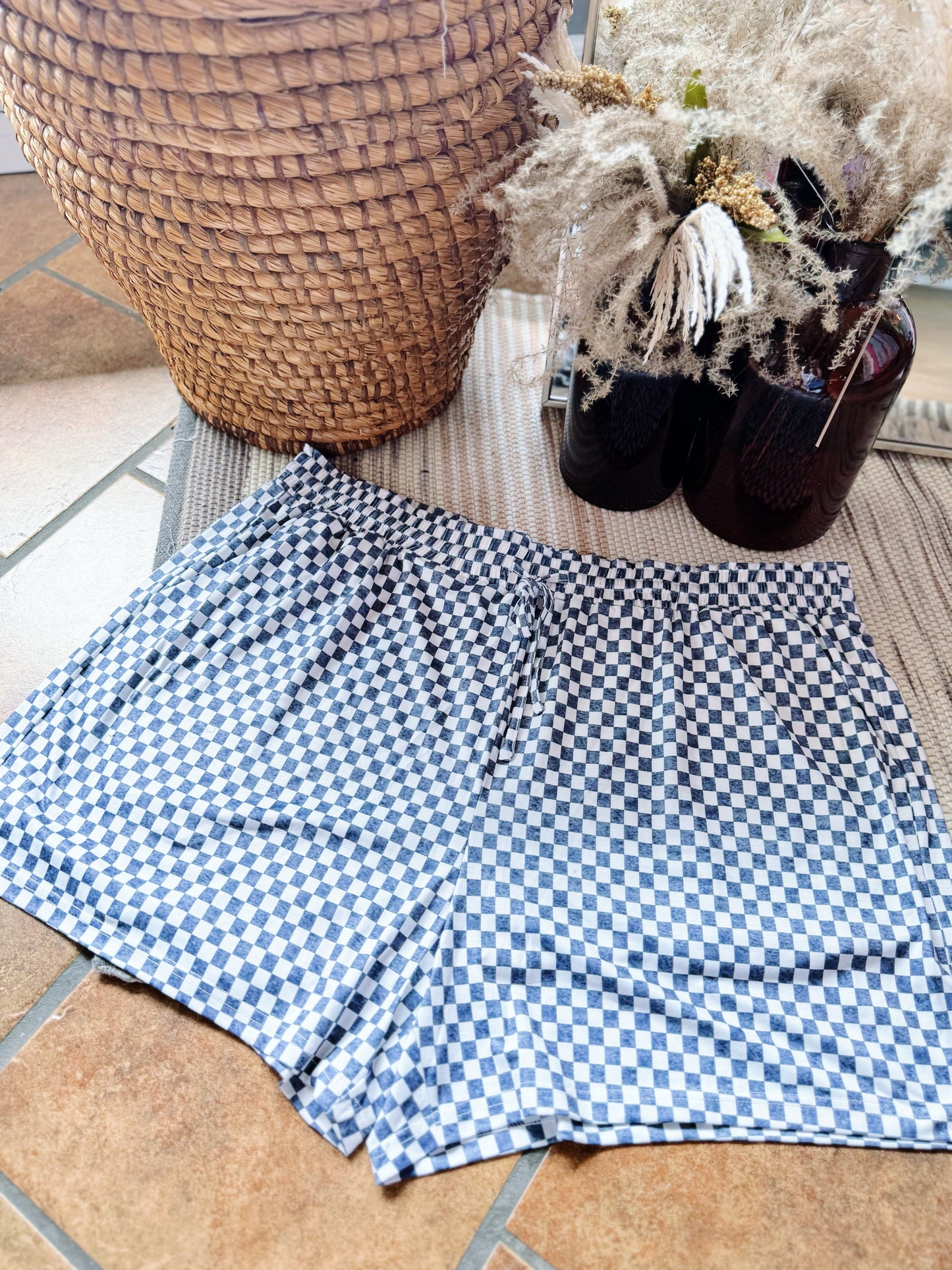 Curvy Gray Checkered Shorts