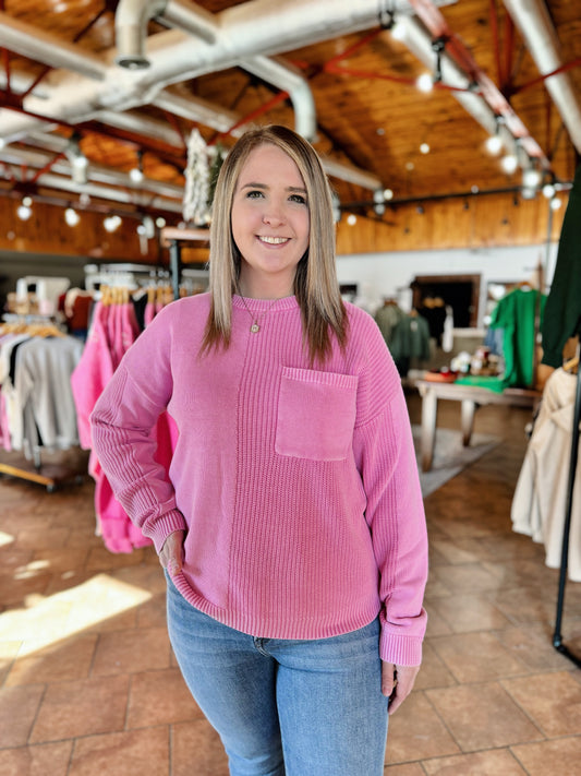 Pink Dual Textured Sweater
