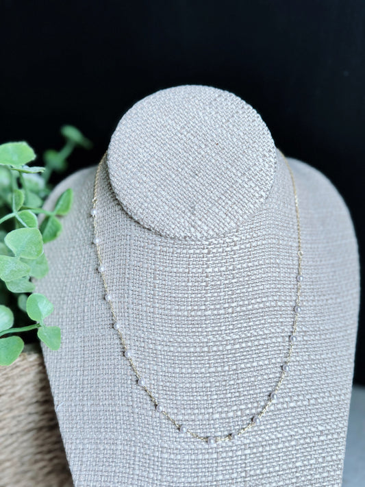 Gold Dainty Pearl Necklace