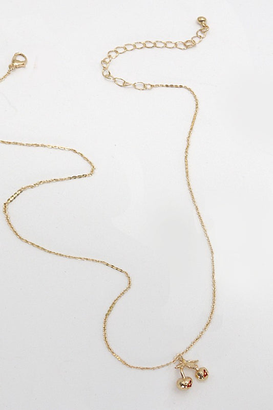 Gold Cherry Charm Necklace