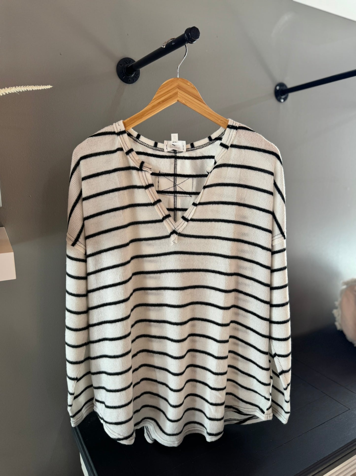 Curvy Cream Striped Top