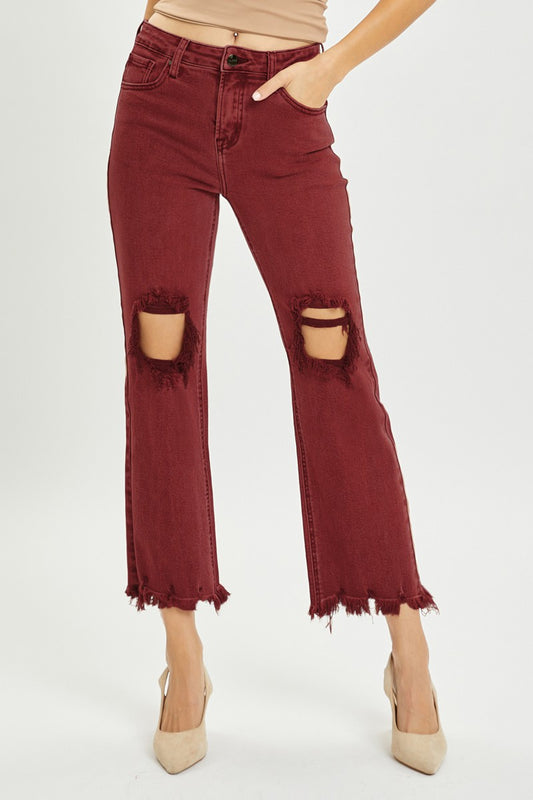 Curvy Morrigan's Wine Cropped Jeans