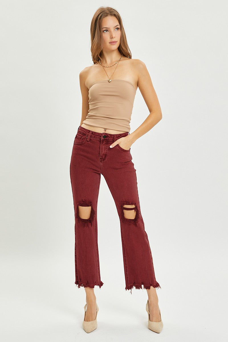 Curvy Morrigan's Wine Cropped Jeans