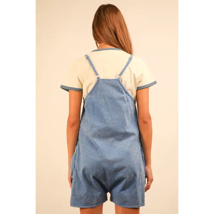 Blue Mineral Wash Slouchy Romper
